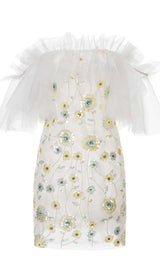 FLORAL SEQUINED MINI DRESS IN WHITE DRESS STYLE OF CB 