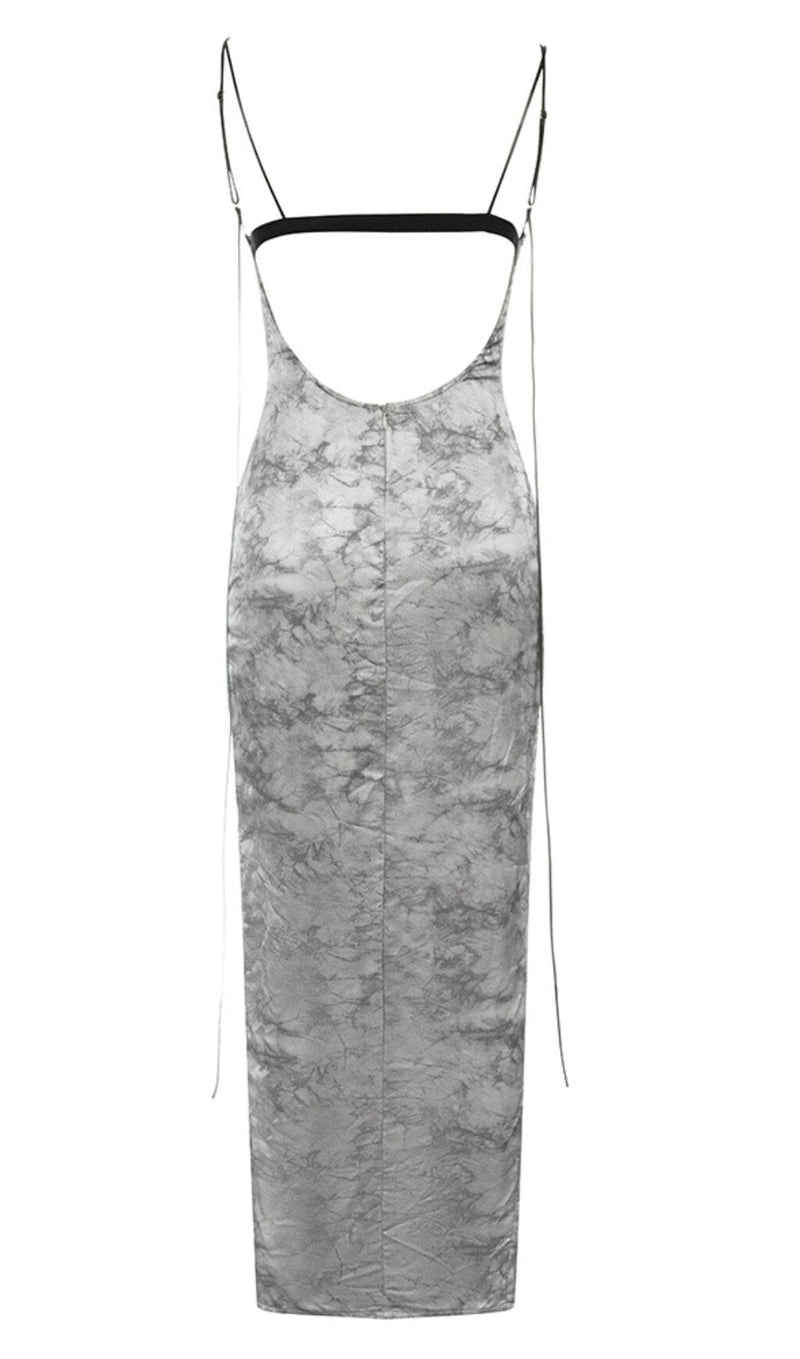 FLORAL BACKLESS MIDI DRESS IN GREY DRESS STYLE OF CB 