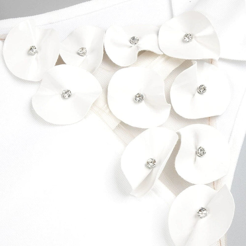 FLOWER-EMBELLISHED MIDI DRESS IN WHITE DRESS sis label 