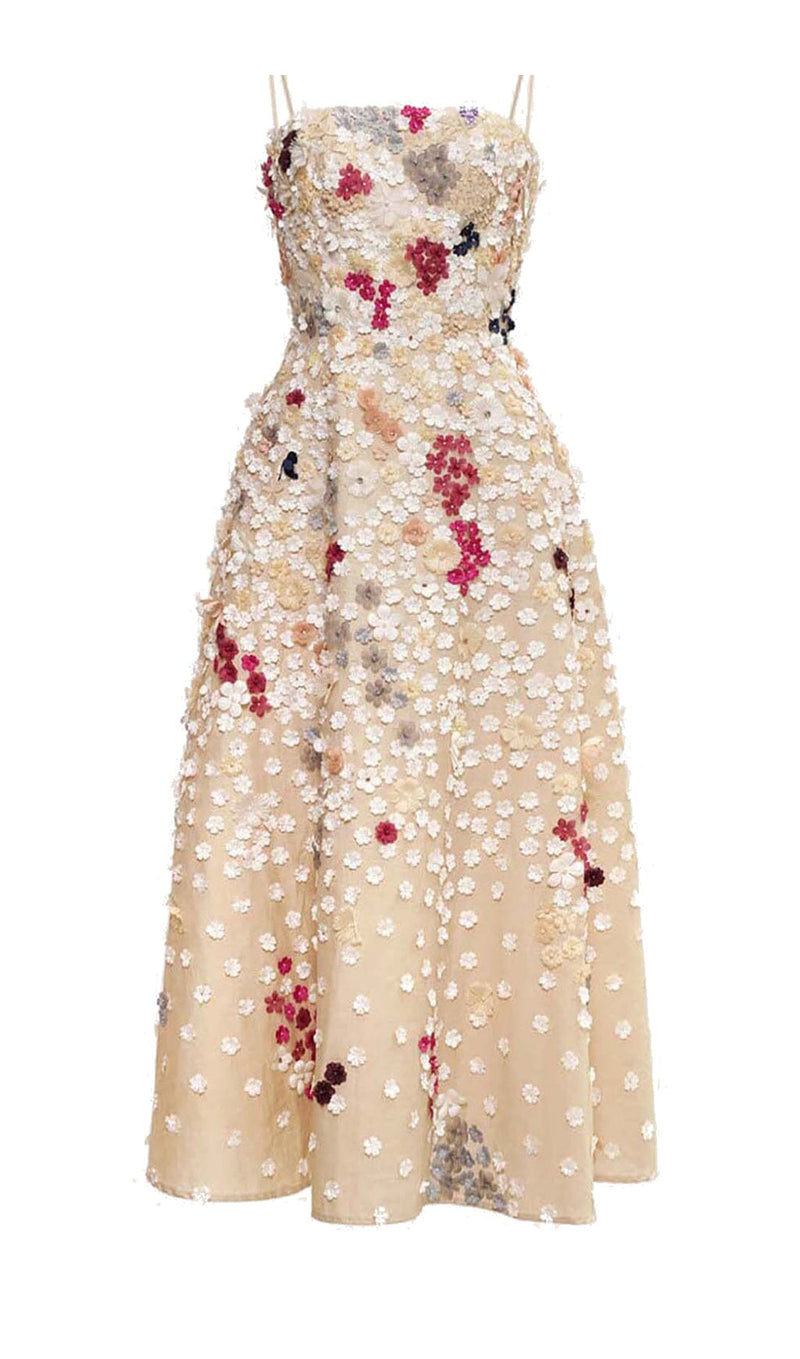 FLOWER RHINESTONE SUSPENDER DRESS IN WHITE styleofcb 