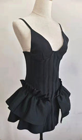 FRILLY BANDAGE MINI DRESS IN BLACK Dresses styleofcb 