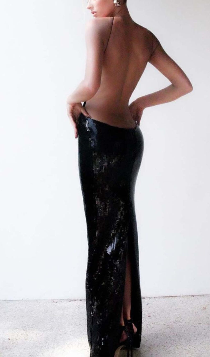 FRONT CUTOUT BACKLESS MAXI DRESS IN BLACK DRESS styleofcb 