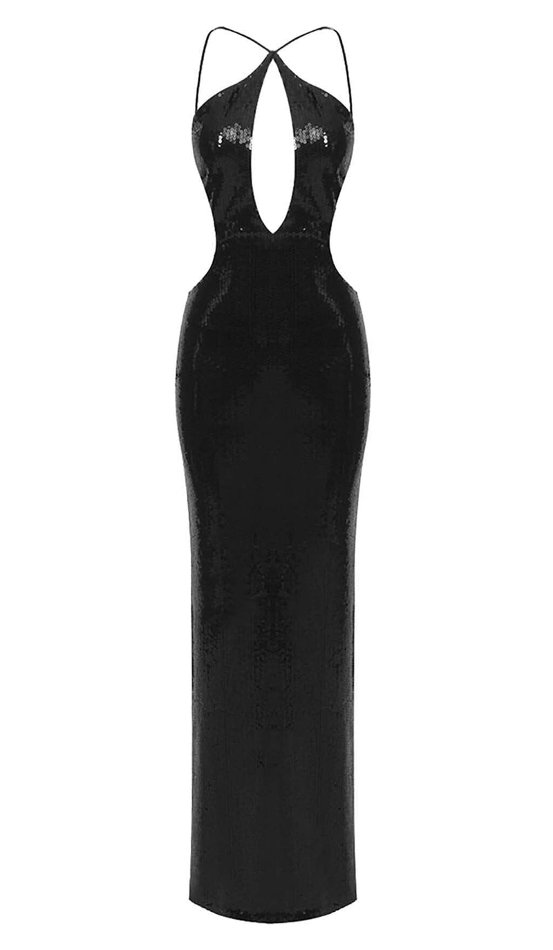 FRONT CUTOUT BACKLESS MAXI DRESS IN BLACK DRESS styleofcb 