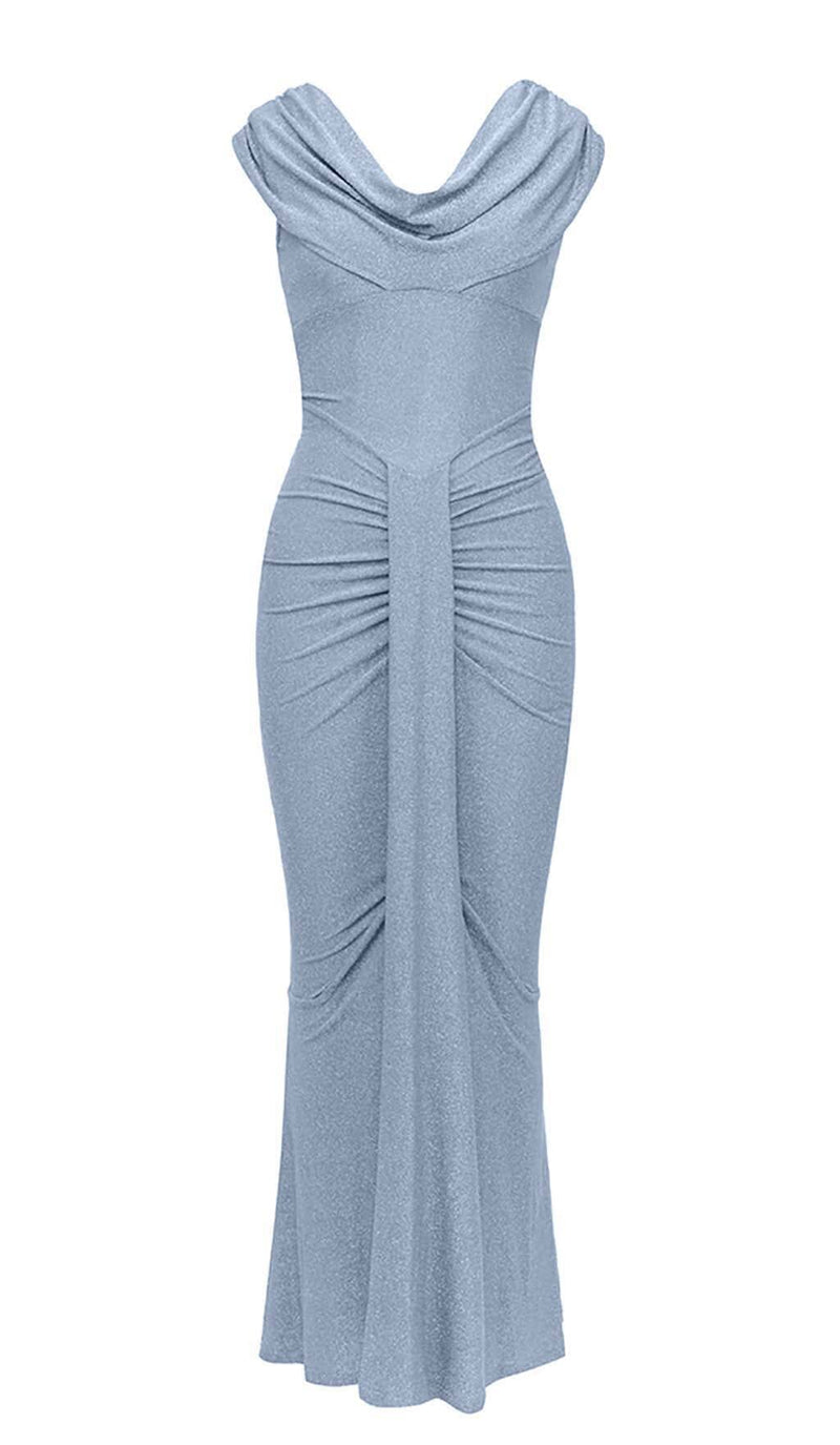 FRONT DRAPED MERMAID DRESS IN BLUE DRESS STYLE OF CB 