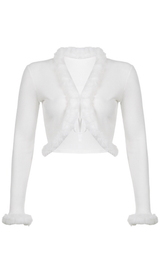 Furry lace cardigan top styleofcb WHITE S 