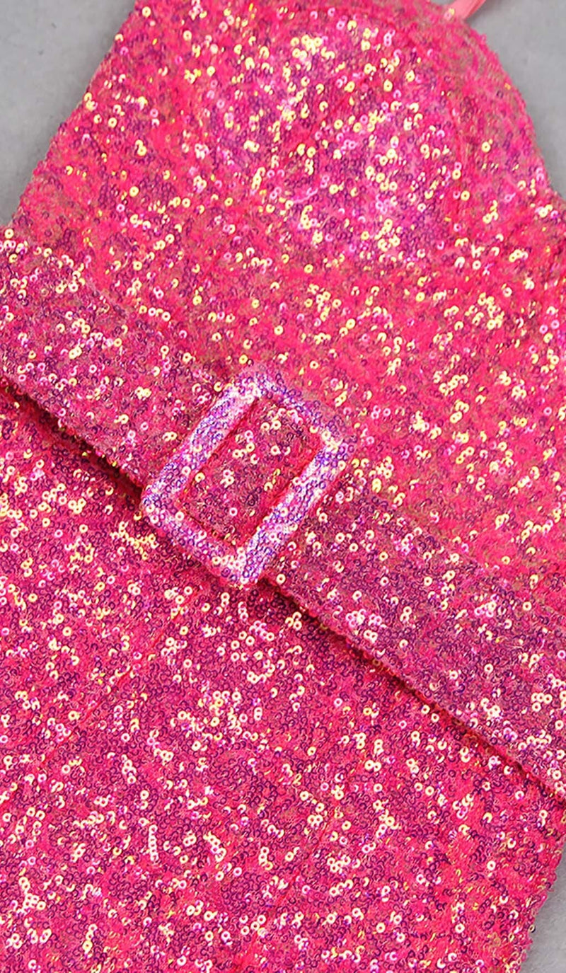 GLITTER FLARED TROUSER JUMPSUIT IN PINK DRESS sis label 