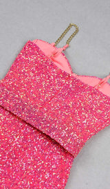 GLITTER FLARED TROUSER JUMPSUIT IN PINK DRESS sis label 