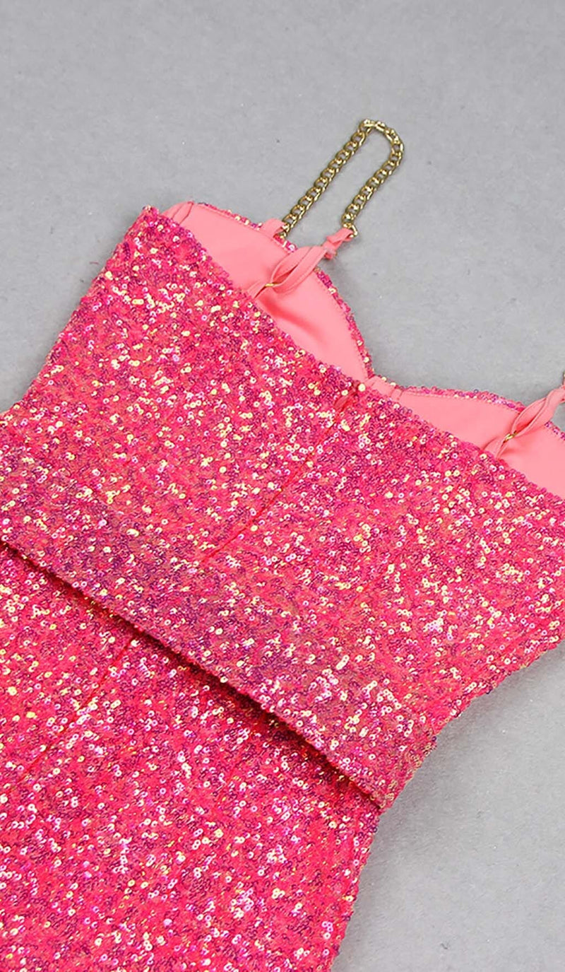 GLITTER FLARED TROUSER JUMPSUIT IN PINK DRESS sis label 