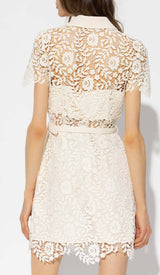 GUIPURE LACE FLAP POCKETS JACKET DRESS IN WHITE DRESS STYLE OF CB 