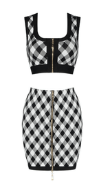 Geometric pattern skirt suit styleofcb BLACK XS 