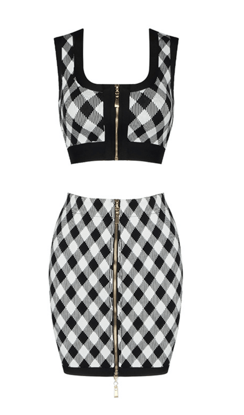Geometric pattern skirt suit styleofcb BLACK XS 