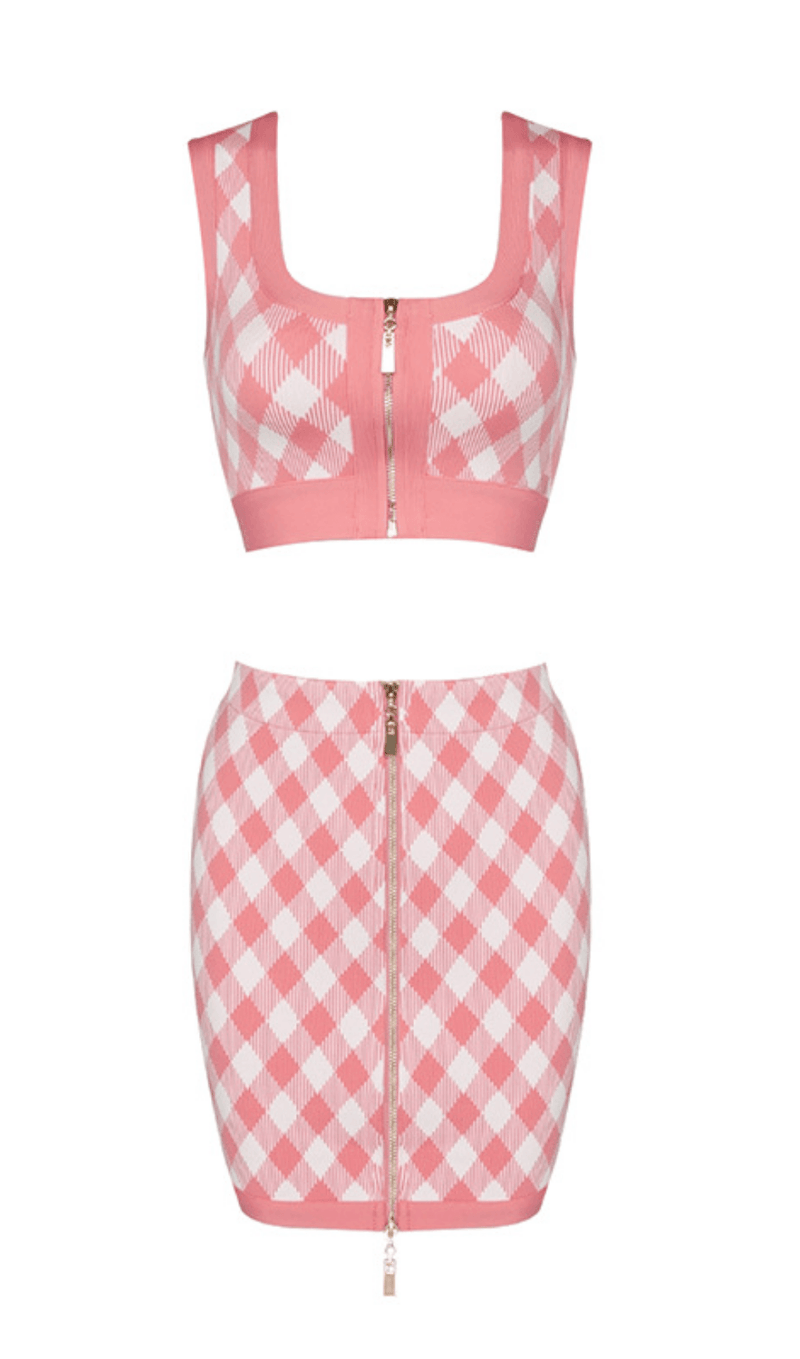 Geometric pattern skirt suit styleofcb PINK XS 