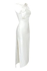 GLAM WITH EDGY SKINTIGHT LATEX GOWN IN WHITE LEATHERETTE PIECES Oh CICI 