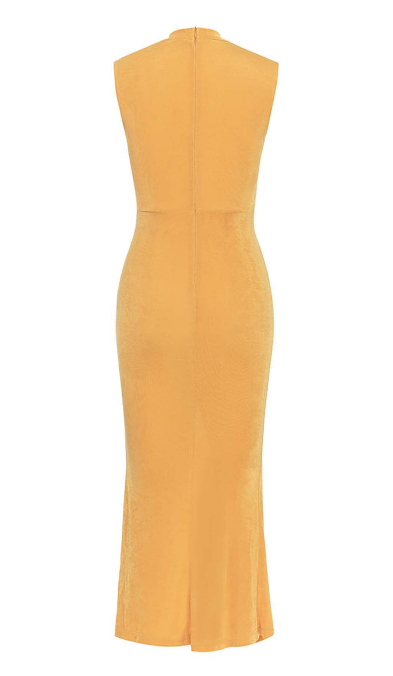 HALTER BANDAGE MIDI DRESS IN YELLOW DRESS STYLE OF CB 