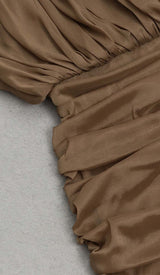 HALTER NECK SATIN DRESS IN BROWN DRESS sis label 
