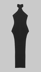 HALTER BACKLESS BANDAGE MIDI DRESS IN BLACK DRESS STYLE OF CB 