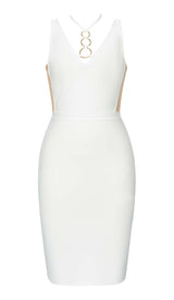 HALTERNECK STRAP DETAIL MIDI DRESS IN WHITE DRESS STYLE OF CB 