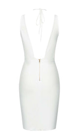 HALTERNECK STRAP DETAIL MIDI DRESS IN WHITE DRESS STYLE OF CB 