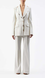 HIGH-RISE FLARED JACKET SUIT IN IVORY DRESS STYLE OF CB 