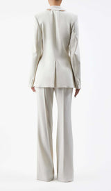 HIGH-RISE FLARED JACKET SUIT IN IVORY DRESS STYLE OF CB 