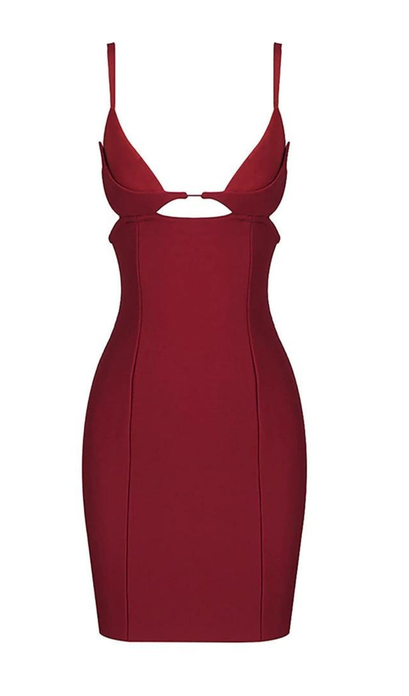 HOLLOW OUT MINI BANDAGE DRESS IN BIACK Dresses styleofcb XS RED 