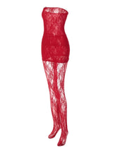 STRAPLESS LACE MINI DRESS IN RED Dresses sis label 