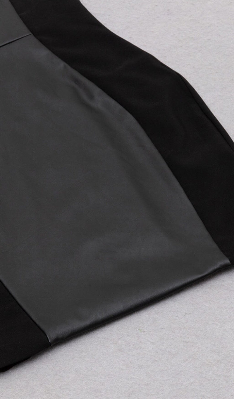 STITCHED LEATHER TIGHT MINI DRESS IN BLACK styleofcb 