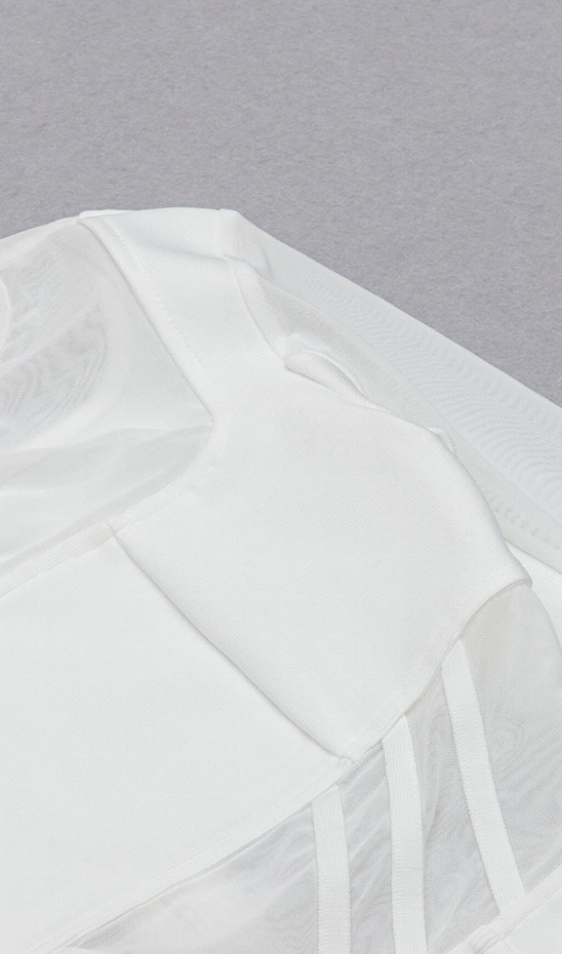 MESH STITCHED SKINNY MINI DRESS IN WHITE styleofcb 
