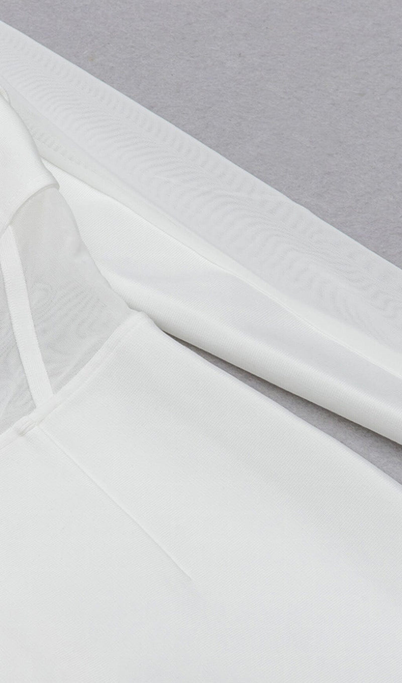 MESH STITCHED SKINNY MINI DRESS IN WHITE styleofcb 