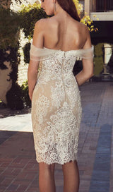  OFF SHOULDER LACE SHORT WEDDING DRESS IN APRICOT styleofcb 
