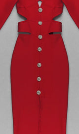 HOLLOW SLIM-FIT DRESS IN RED styleofcb 