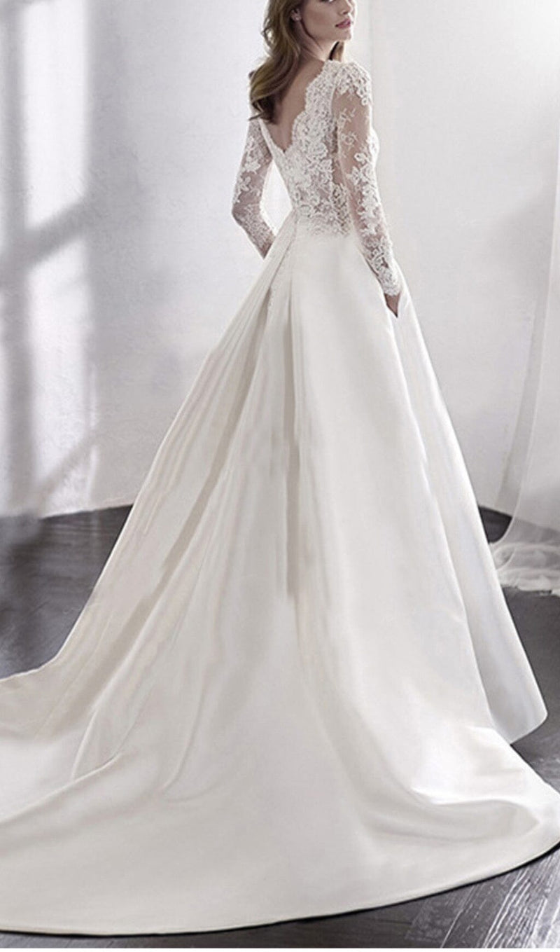  LACE STITCHED WEDDING DRESS IN WHITE styleofcb 
