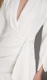 SUIT WRAP DRESS MINI DRESS IN WHITE styleofcb 