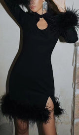 FEATHER STITCHED DRESS IN BLACK styleofcb 