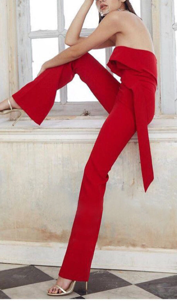 BANDEAU JUMPSUIT IN RED styleofcb 