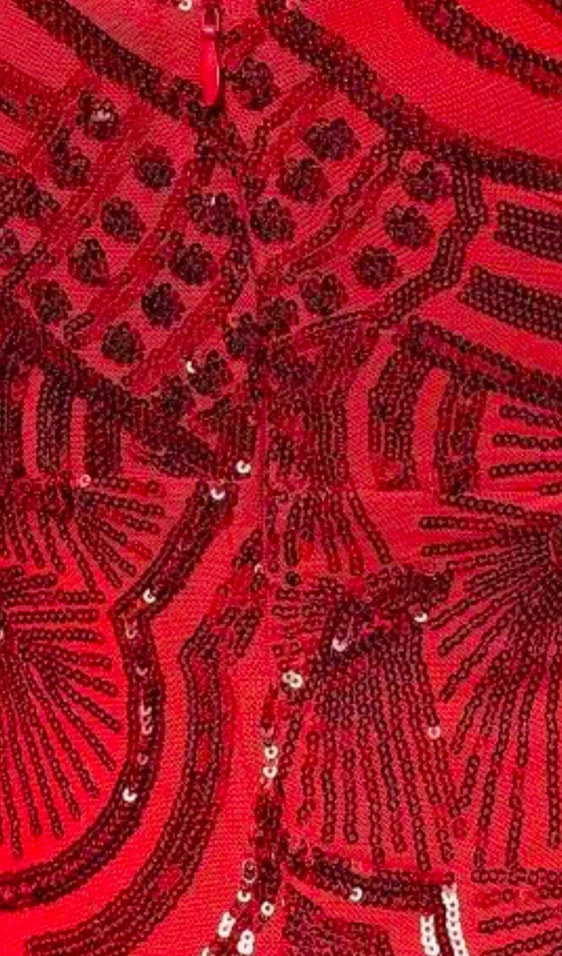 V-NECK SLEEVELESS SEQUINS MAXI DRESS IN RED styleofcb 