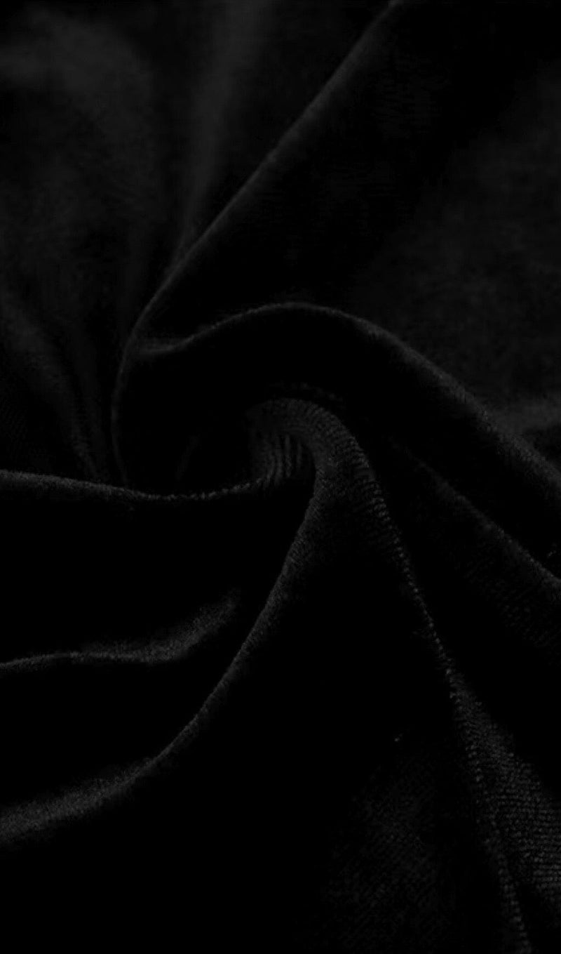 SHEEP LEG SLEEVE VELVET SLIM MAXI DRESS IN BLACK styleofcb 