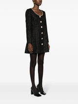 BLACK BOUCLE MINI DRESS