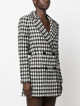 BLACK CHECK BOUCLE TAILORED MINI DRESS