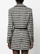 BLACK CHECK BOUCLE TAILORED MINI DRESS