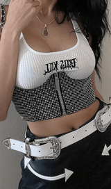 Iron chain sling hot drill corset vest styleofcb 