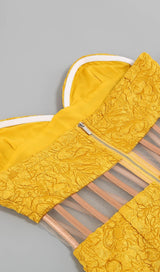 JACQUARD STRAPLESS MIDI DRESS IN YELLOW Dresses styleofcb 