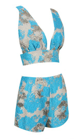 JACQUARD TWO PIECE SET IN BLUE Clothing styleofcb 