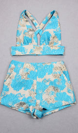 JACQUARD TWO PIECE SET IN BLUE Clothing styleofcb 