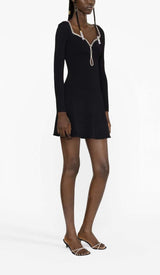 KNIT DIAMANTE MINI DRESS IN BLACK DRESS STYLE OF CB 