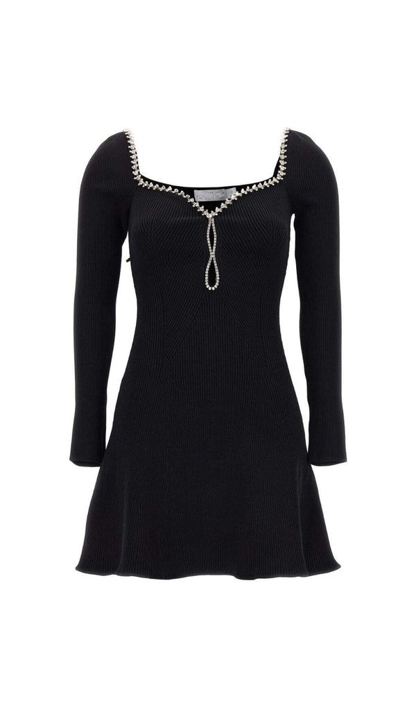 KNIT DIAMANTE MINI DRESS IN BLACK DRESS STYLE OF CB 