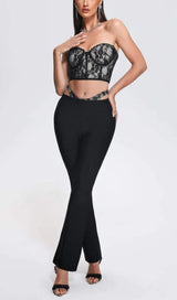 LACE CUTOUT FLARE TWO PIECE SET IN BLACK DRESS STYLE OF CB 