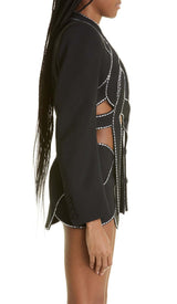 LATTICED EMBELLISHED ROPE TWO PIECES IN BLACK DRESS STYLE OF CB 