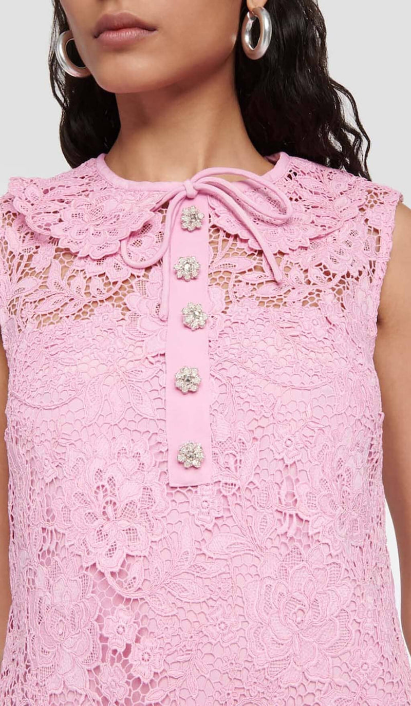 LEAF LACE MINI DRESS IN PINK DRESS STYLE OF CB 