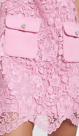 LEAF LACE MINI DRESS IN PINK DRESS STYLE OF CB 